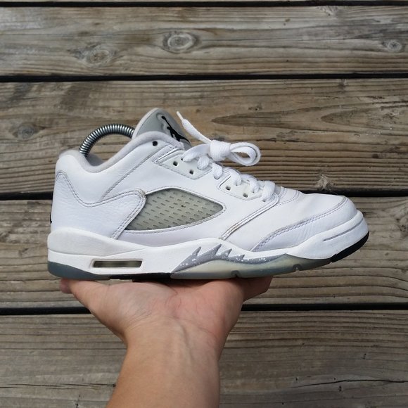 Women Size 7 / Size 5.5 Youth Nike Air Jordan 5 Low White Wolf Grey Basketball